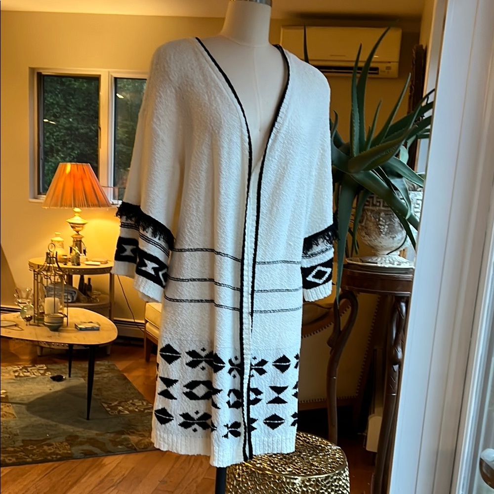 Rachel Zoe Black and White Cardigan Sweater